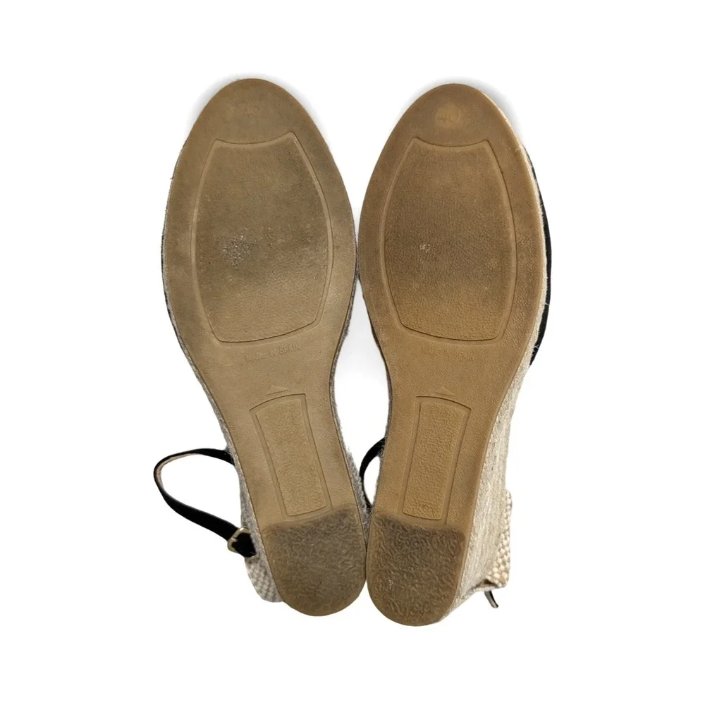 Gaimo Black Global Espadrille Wedge Suede Sandal Ankle Strap Boho Sz 40 US 9/9.5